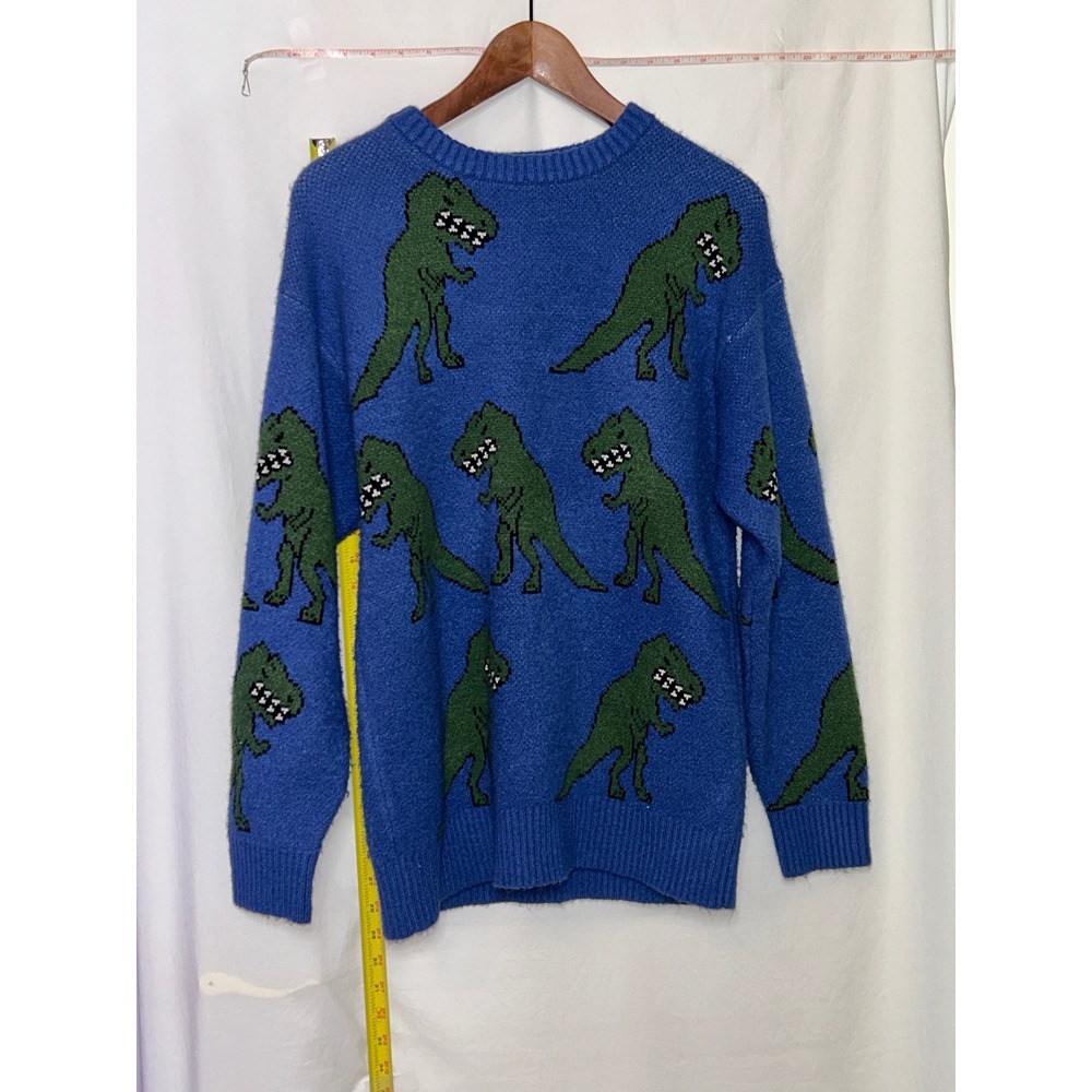 Forever 21 Blue Dinosaur Graphic Knit Sweater Women's Size S